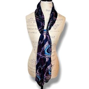 Kenneth Cole Eggplant Print Silk Neck Scarf - OS
